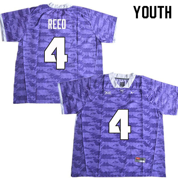 Youth #4 Keenan Reed TCU Horned Frogs College Football Jerseys Sale-Purple